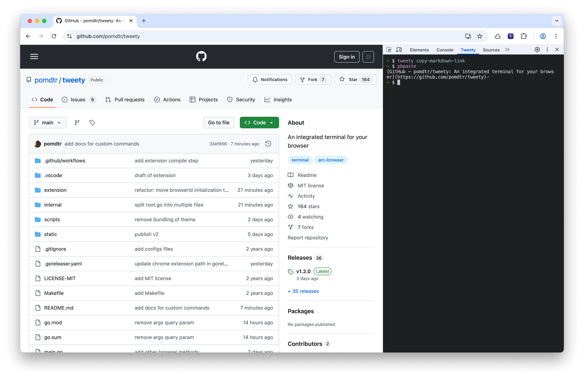 copy-markdown-link command in action
