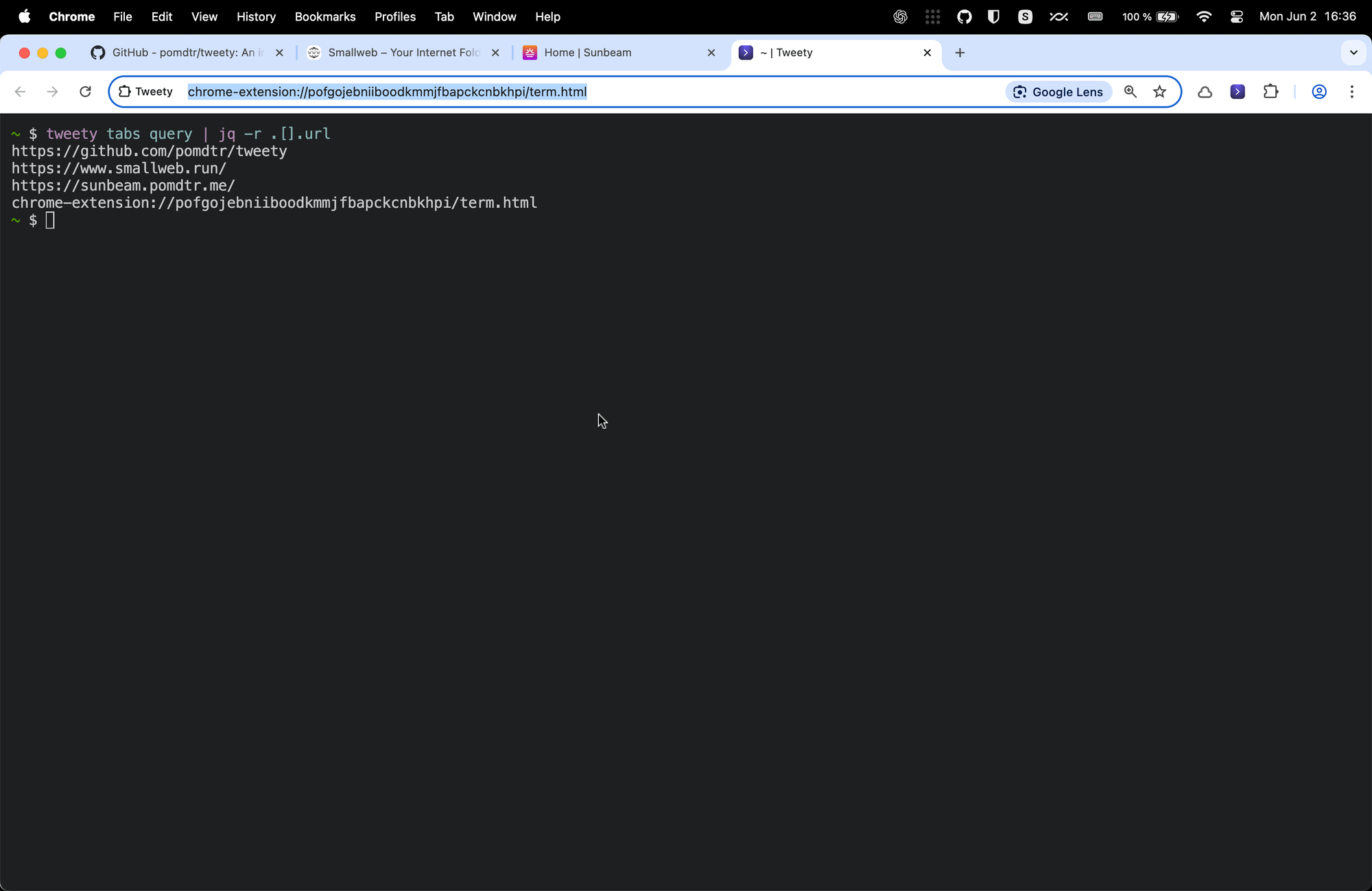 listing tabs from the cli